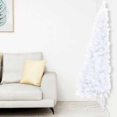 VidaXL 6' White Artificial Half Christmas Tree with LED Lights & Stand Image 1