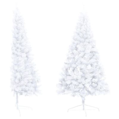 VidaXL 6' White Artificial Half Christmas Tree with LED Lights & Stand Image 2