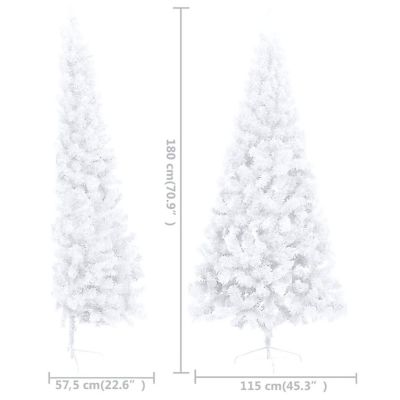 VidaXL 6' White Artificial Half Christmas Tree with LED Lights & Stand Image 3
