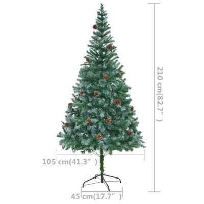 VidaXL 7' Artificial Christmas Tree with LED Lights & 120pc Gold Ornament Set Image 3