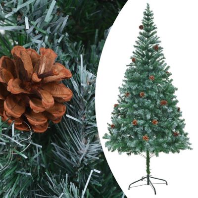 VidaXL 7' Artificial Christmas Tree with LED Lights & 28pc Pine Cone & 120pc Ornament Set Image 1