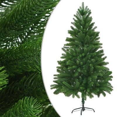 VidaXL 7' Green Artificial Christmas Tree with LED Lights & 120pc White/Gray Ornament & 1100pc Branch Set Image 1