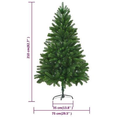VidaXL 7' Green Artificial Christmas Tree with LED Lights & 120pc White/Gray Ornament & 1100pc Branch Set Image 3