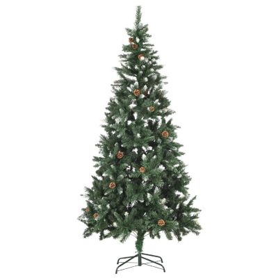 VidaXL 7' Green Artificial Christmas Tree with LED Lights & Pine Cone Set Image 2