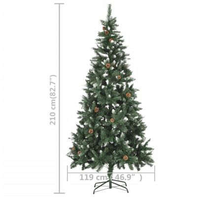 VidaXL 7' Green Artificial Christmas Tree with LED Lights & Pine Cone Set Image 3