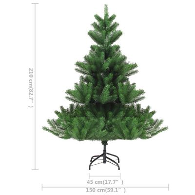 vidaXL 7' Green Nordmann Fir Artificial Christmas Tree with LED Lights & 61pc Gold Ornament Set Image 3