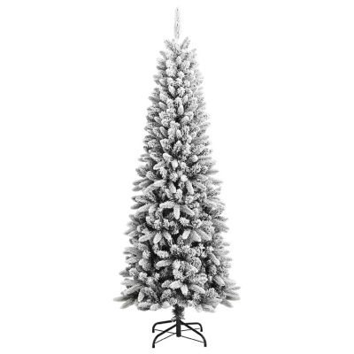 vidaXL 7' Green/White Artificial Christmas Tree with Flocked Snow Image 2
