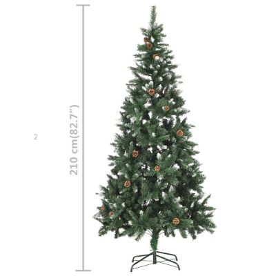 VidaXL 7' Green/White Artificial Christmas Tree with LED Lights & 120pc Gold/Bronze Ornament Set Image 3