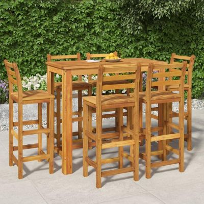 vidaXL 7 Piece Patio Bar Set Solid Wood Acacia Image 1