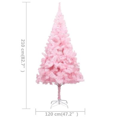 VidaXL 7' Pink Artificial Christmas Tree with LED Lights & 120pc Gold ...