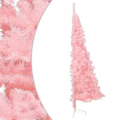 VidaXL 7' Pink PVC/Steel Artificial Half Christmas Tree with Stand Image 3