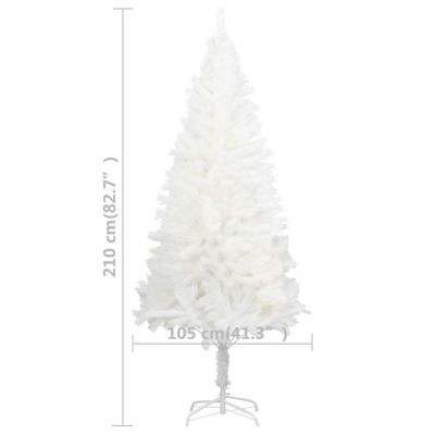 VidaXL 7' White Artificial Christmas Tree with LED Lights & 120pc White/Gray Ornament Set Image 3