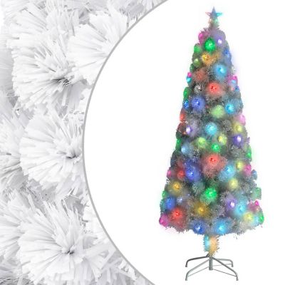 VidaXL 7' White Fiber Optic Artificial Christmas Tree with LED Lights Image 1