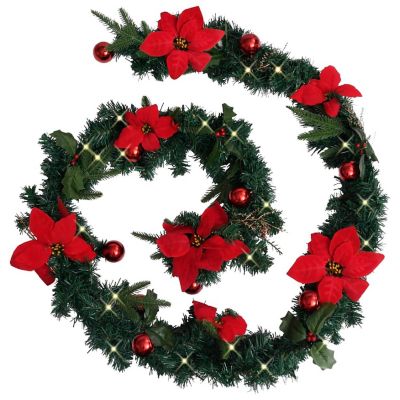 vidaXL 8.9' Green Christmas Garland with LED Lights Image 1