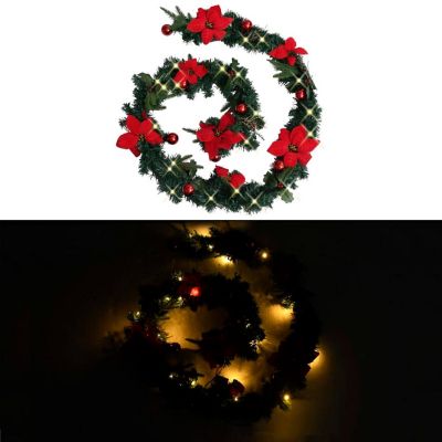 vidaXL 8.9' Green Christmas Garland with LED Lights Image 1