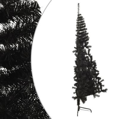 VidaXL 8' Black PVC/Steel Artificial Half Christmas Tree with Stand Image 3