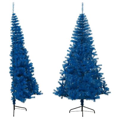 VidaXL 8' Blue PVC/Steel Artificial Half Christmas Tree with Stand Image 1