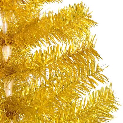 VidaXL 8' Gold Artificial Christmas Tree with LED Lights & Stand Set Image 2