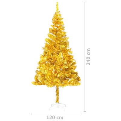 VidaXL 8' Gold Artificial Christmas Tree with LED Lights & Stand Set Image 3