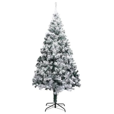 vidaXL 8' Green Artificial Christmas Tree with Flocked Snow Image 2