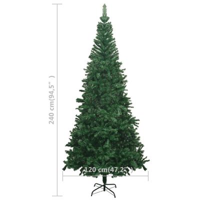 VidaXL 8' Green Artificial Christmas Tree with LED Lights & 120pc Gold/Bronze Ornament & 1300pc Branch Set Image 3