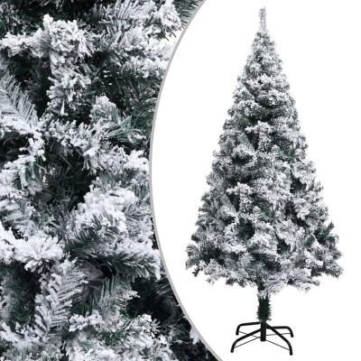 VidaXL 8' Green Artificial Christmas Tree with LED Lights & 120pc Gold/Bronze Ornament Set Image 1