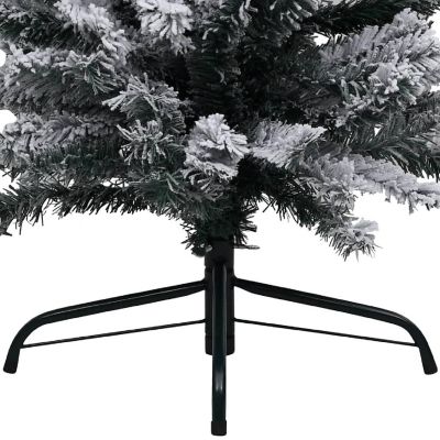 vidaXL 8' Green PVC/Steel/Plastic Slim Artificial Christmas Tree with LED Lights & Gold/Bronze Ornament Set Image 2