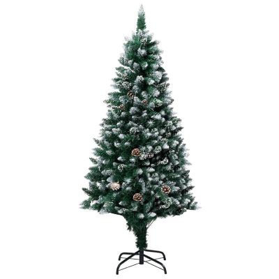 VidaXL 8' Green/White Artificial Christmas Tree with LED Lights & Gold Ornament Set Image 1