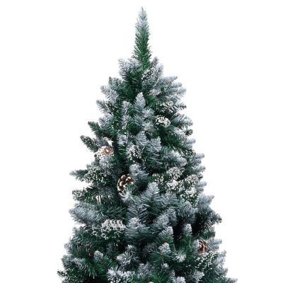 VidaXL 8' Green/White Artificial Christmas Tree with LED Lights & Gold Ornament Set Image 2