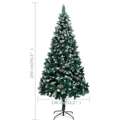 VidaXL 8' Green/White Artificial Christmas Tree with LED Lights & Gold Ornament Set Image 3