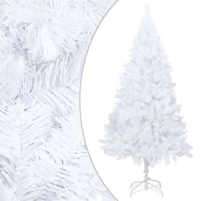 VidaXL 8' White Artificial Christmas Tree with 300pc LED Lights & 120pc Gold Ornament Set Image 1