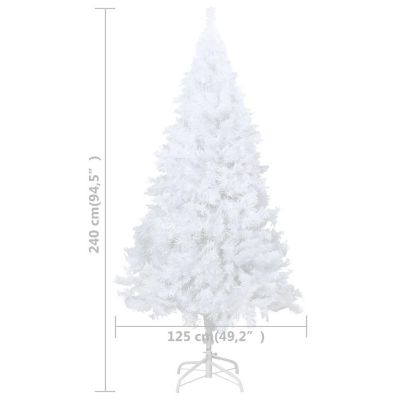 VidaXL 8' White Artificial Christmas Tree with 300pc LED Lights & 120pc Gold Ornament Set Image 3