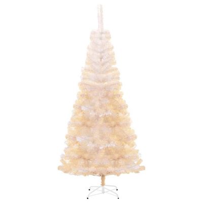 vidaXL 8' White Artificial Christmas Tree with Iridescent Tips Image 1