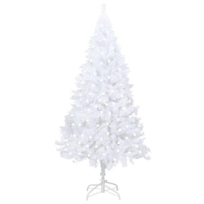 VidaXL 8' White Artificial Christmas Tree with LED Lights & Thick Branches Set Image 1