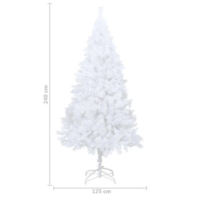 VidaXL 8' White Artificial Christmas Tree with LED Lights & Thick Branches Set Image 3