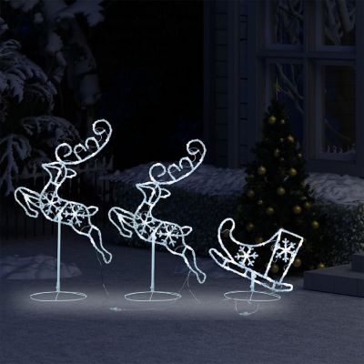 vidaXL Acrylic Christmas Flying Reindeer&Sleigh 102.4"x8.3"x34.3" Cold White Image 2