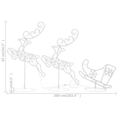 vidaXL Acrylic Christmas Flying Reindeer&Sleigh 102.4"x8.3"x34.3" Cold White Image 3