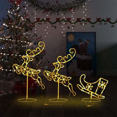 vidaXL Acrylic Christmas Flying Reindeer&Sleigh 102.4"x8.3"x34.3" Warm White Image 1