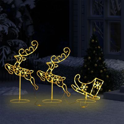 vidaXL Acrylic Christmas Flying Reindeer&Sleigh 102.4"x8.3"x34.3" Warm White Image 2