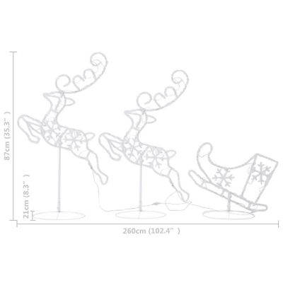 vidaXL Acrylic Christmas Flying Reindeer&Sleigh 102.4"x8.3"x34.3" Warm White Image 3
