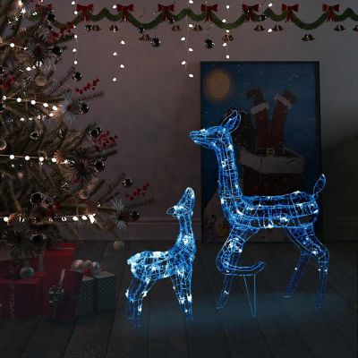 vidaXL Acrylic Reindeer Family Christmas Decoration 160 LED Blue Image 1