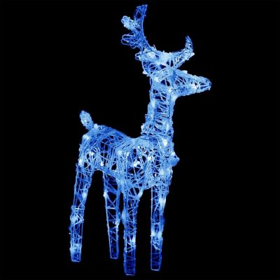 vidaXL Acrylic Reindeers & Sleigh Christmas Decoration with 160pc Blue LED Lights Image 2