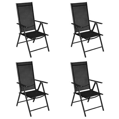 vidaXL Aluminum and Textilene Black Folding Patio Chairs 4 pcs Image 2