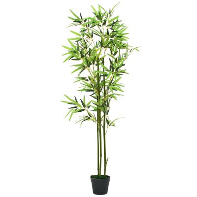 vidaXL Artificial Bamboo Plant with Pot 59" Green Image 1