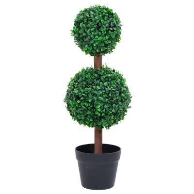 vidaXL Artificial Boxwood Plant with Pot Ball Shaped Green 23.6" Image 1