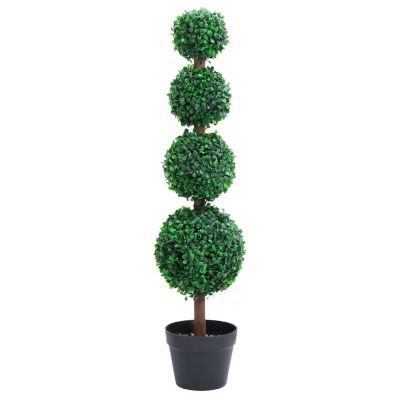 vidaXL Artificial Boxwood Plant with Pot Ball Shaped Green 35.4" Image 1