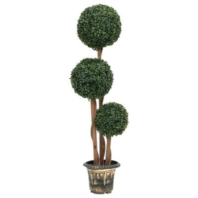 vidaXL Artificial Boxwood Plant with Pot Ball Shaped Green 46.9" Image 2