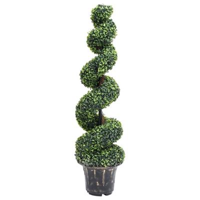 vidaXL Artificial Boxwood Spiral Plant with Pot Green 46.1" Image 1