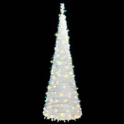 vidaXL Artificial Christmas Tree Pop-up 100 LEDs White 59.1" Image 1