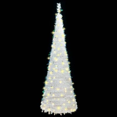 vidaXL Artificial Christmas Tree Pop-up 200 LEDs White 82.7" Image 1